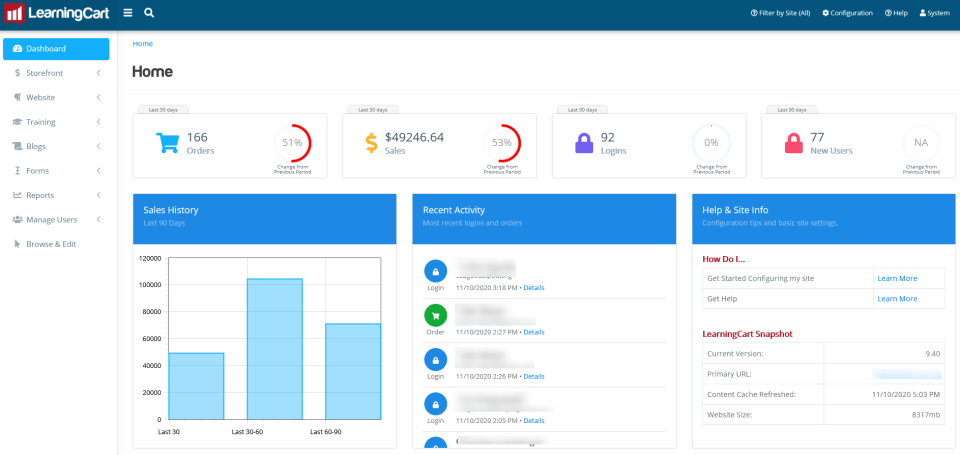 screenshot of LearningCart