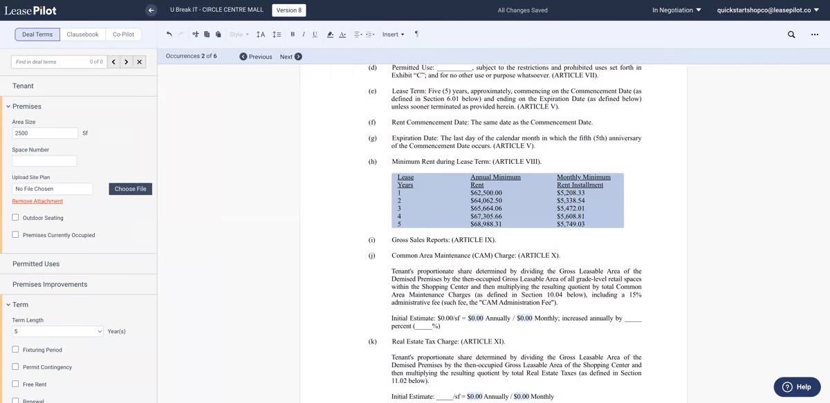 screenshot of LeasePilot