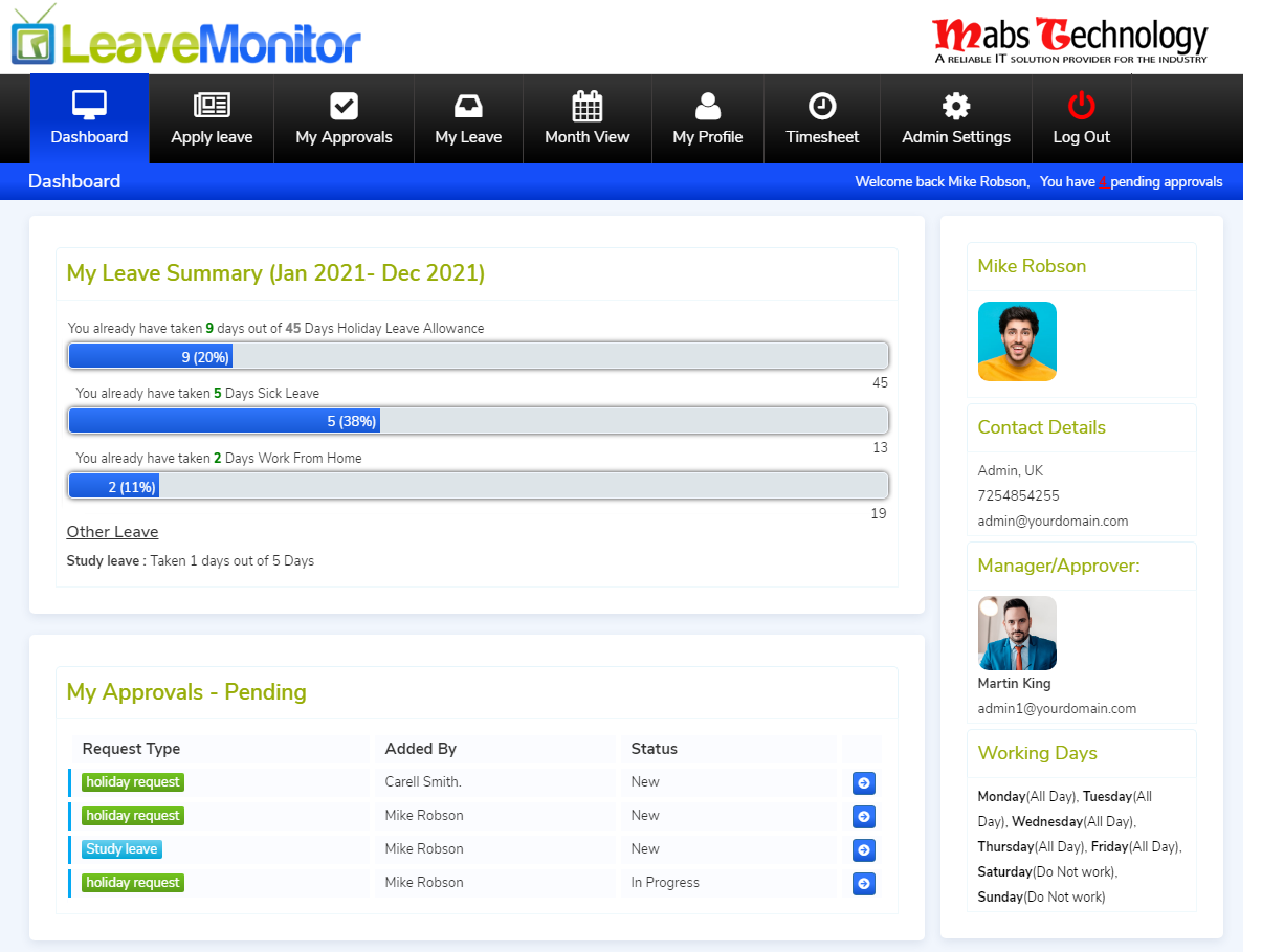 screenshot of LeaveMonitor