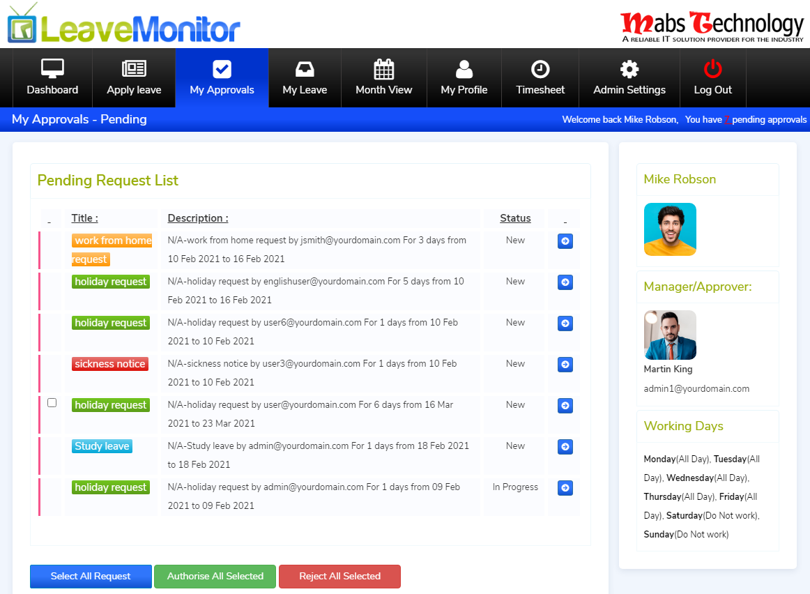 screenshot of LeaveMonitor