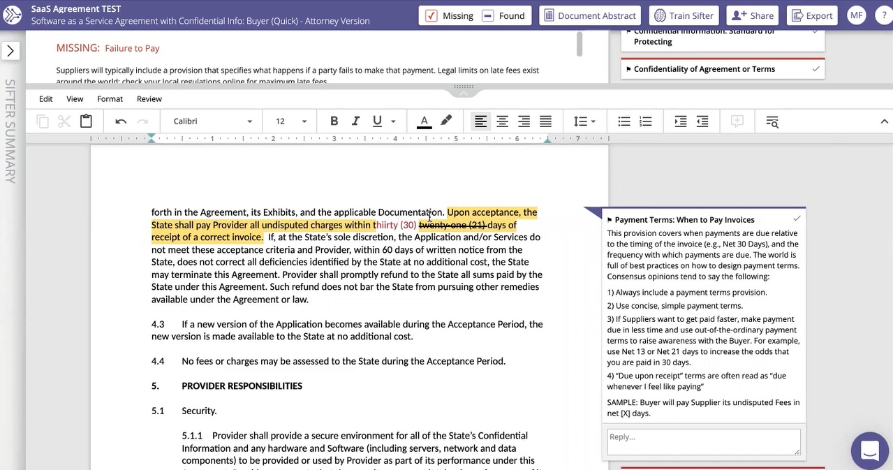 screenshot of LegalSifter
