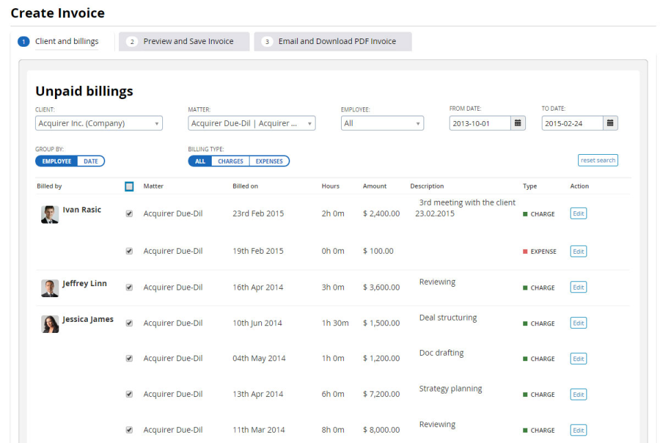 screenshot of LegalTrek