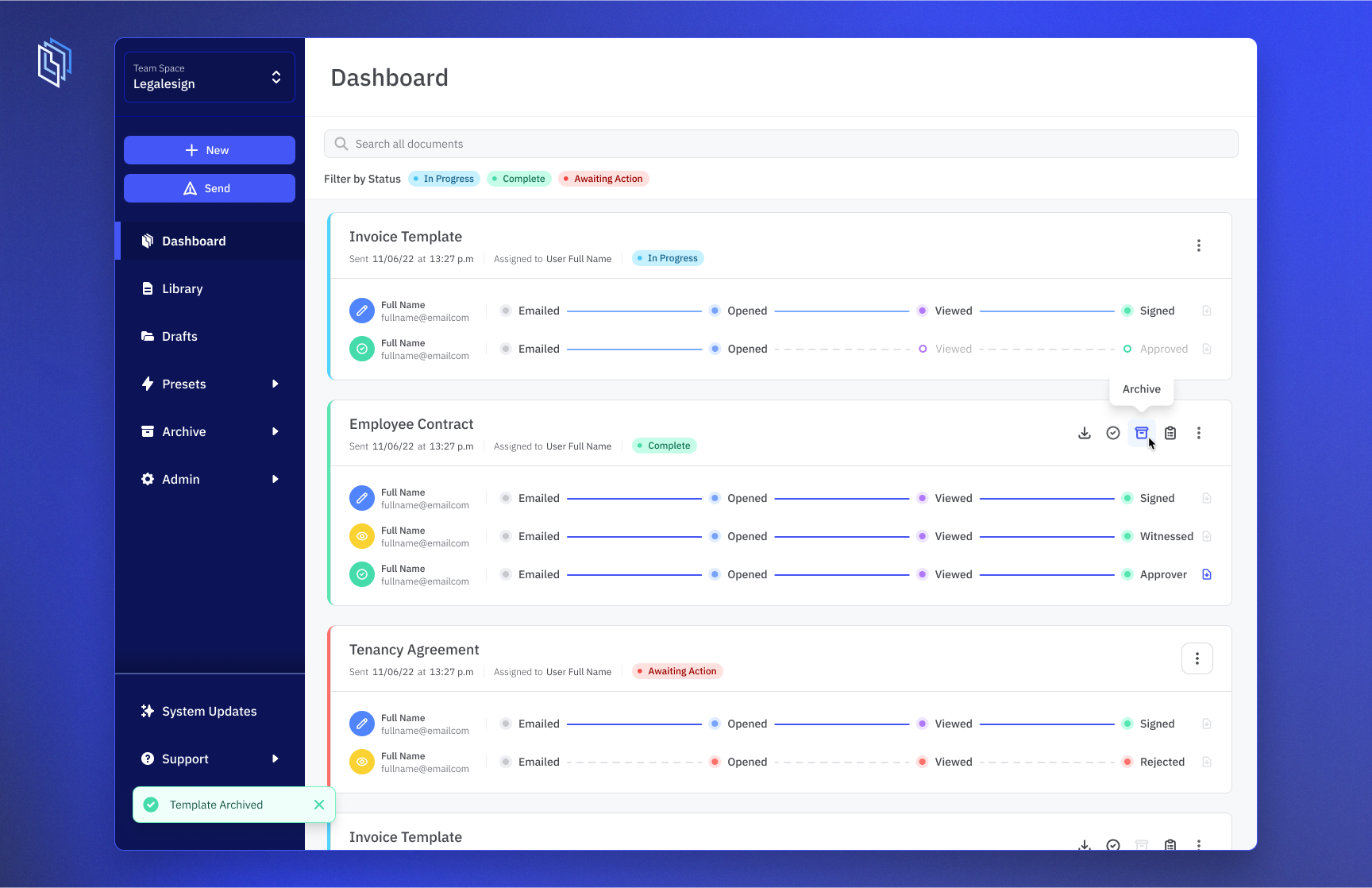 screenshot of Legalesign