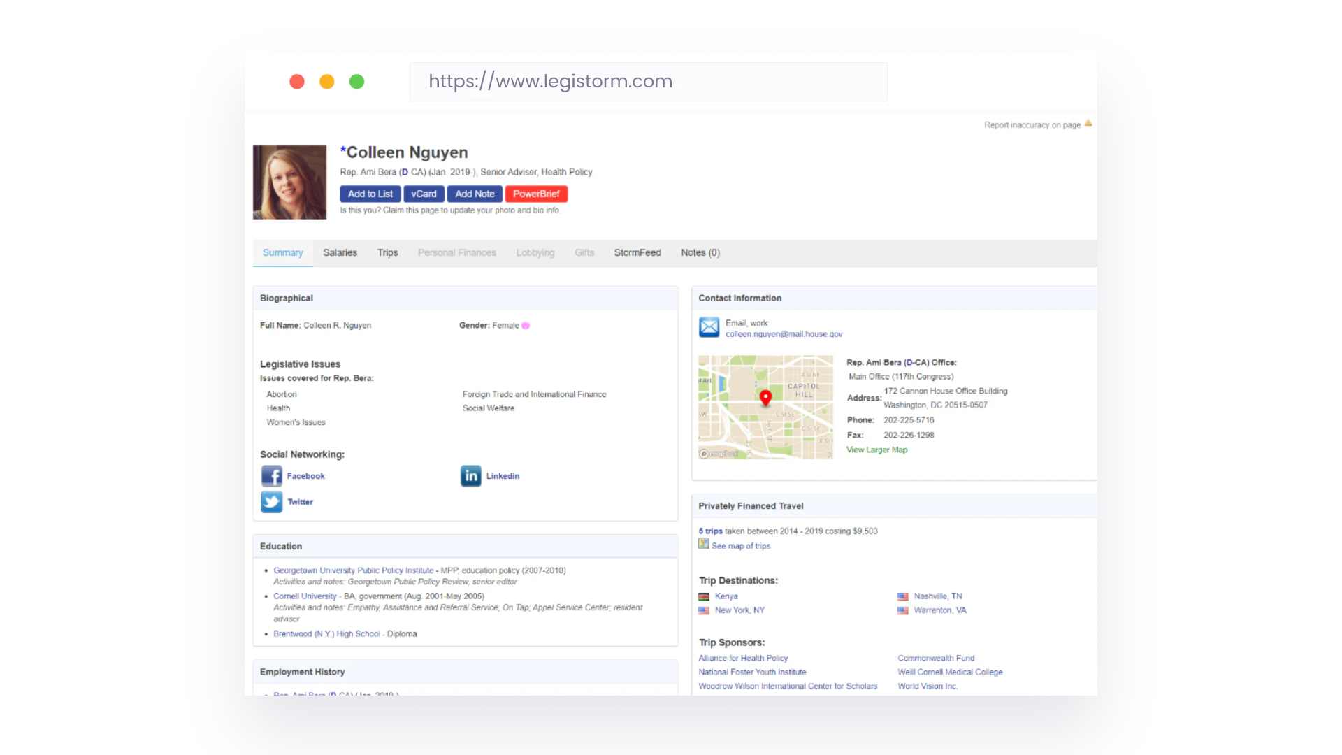 screenshot of LegiStorm