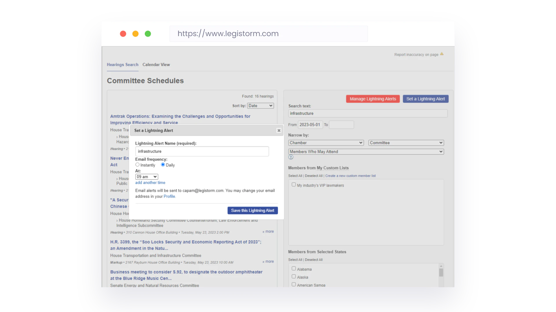 screenshot of LegiStorm