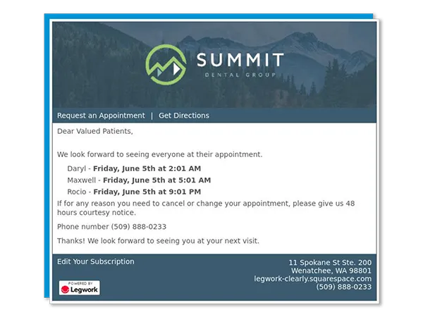 screenshot of Legwork