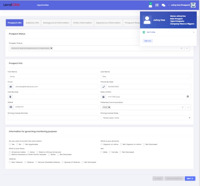 screenshot of LendCRM