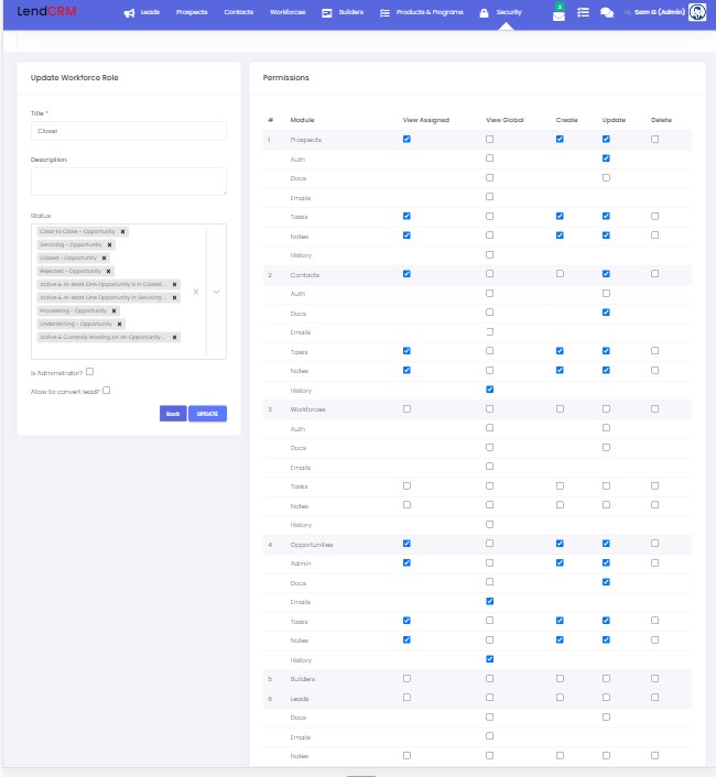 screenshot of LendCRM