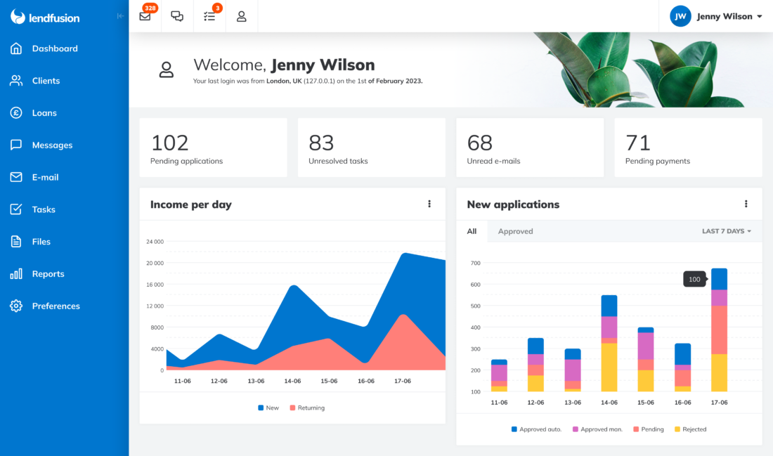 screenshot of LendFusion
