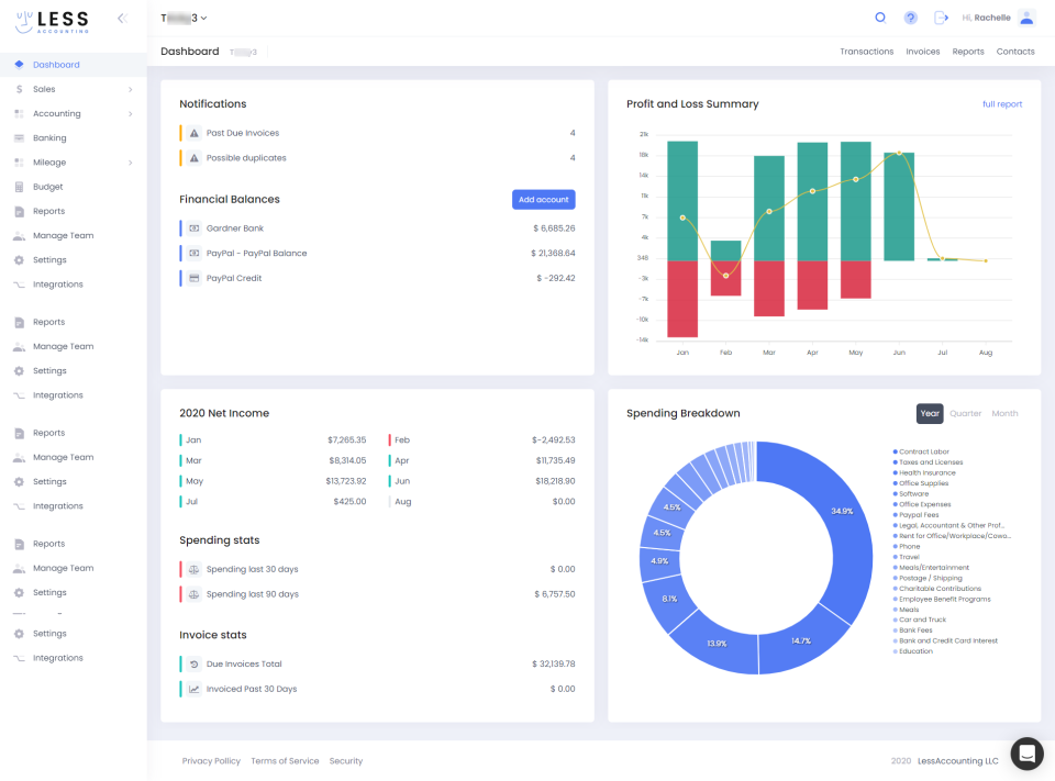 screenshot of LessAccounting