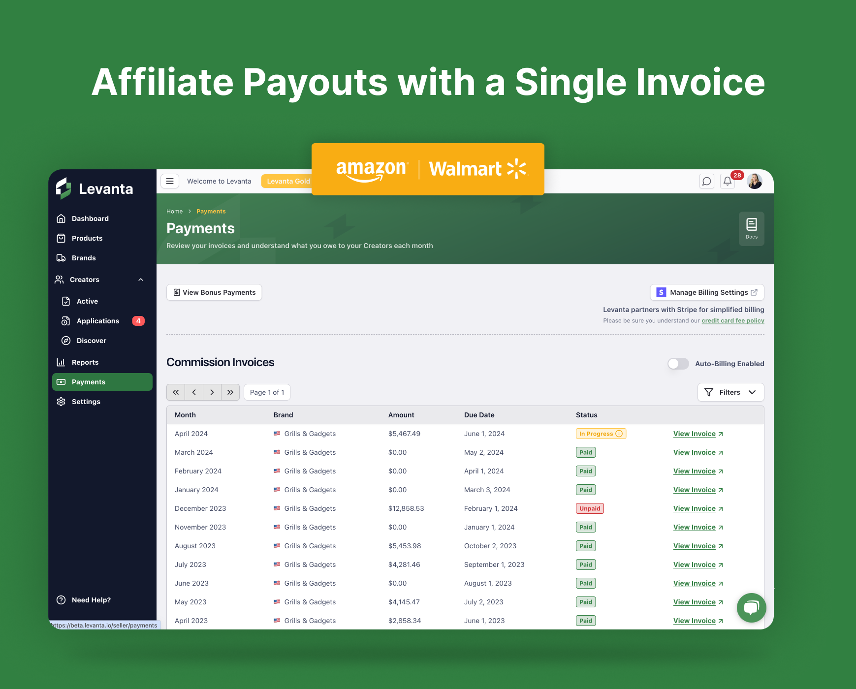 screenshot of Levanta