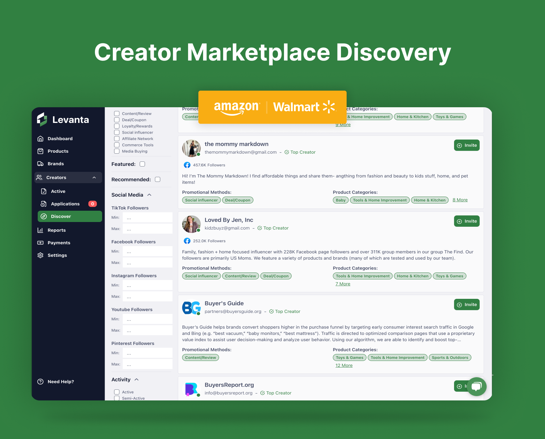screenshot of Levanta