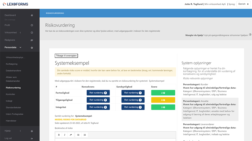 screenshot of Lexoforms