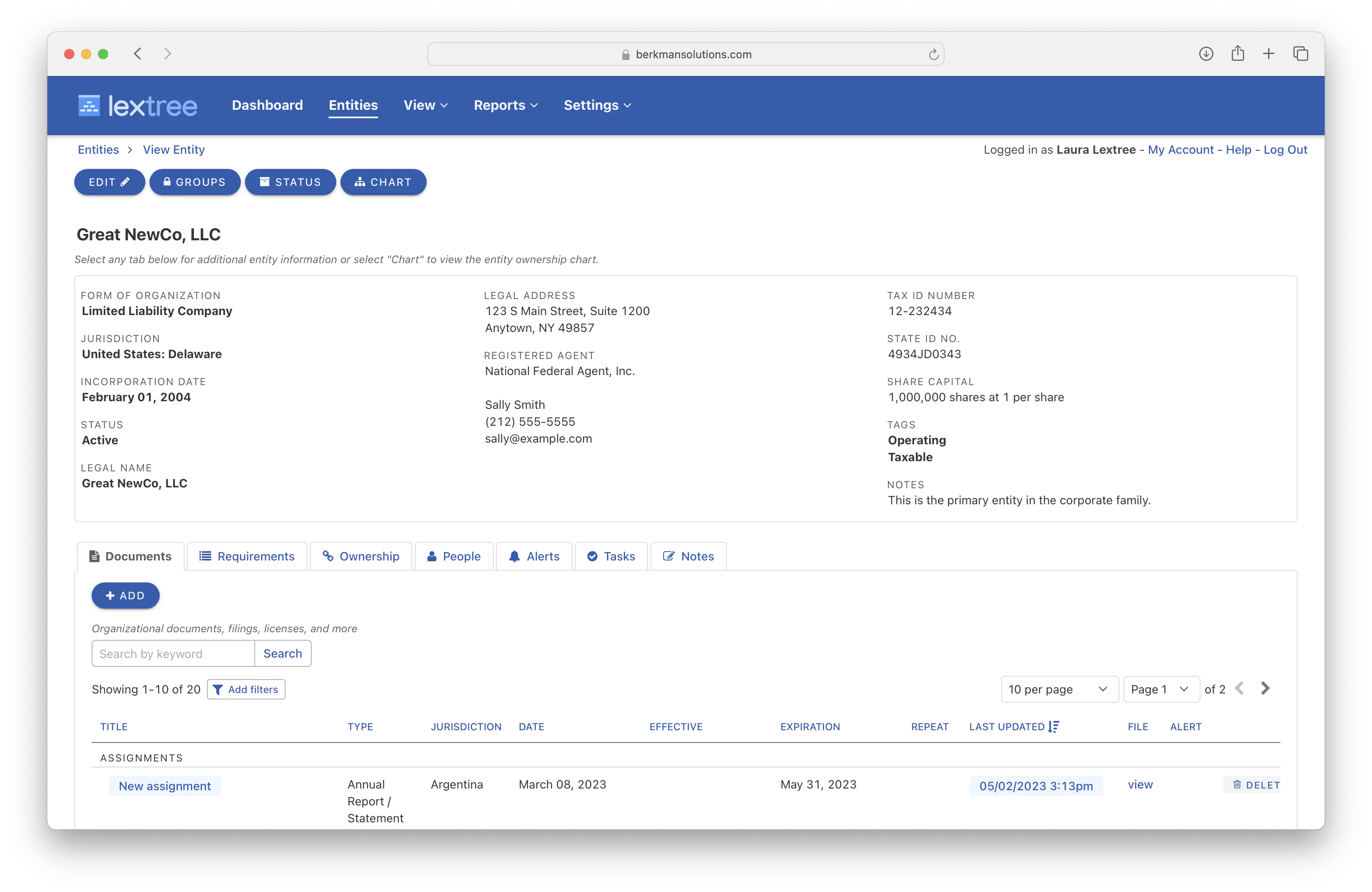 screenshot of Lextree