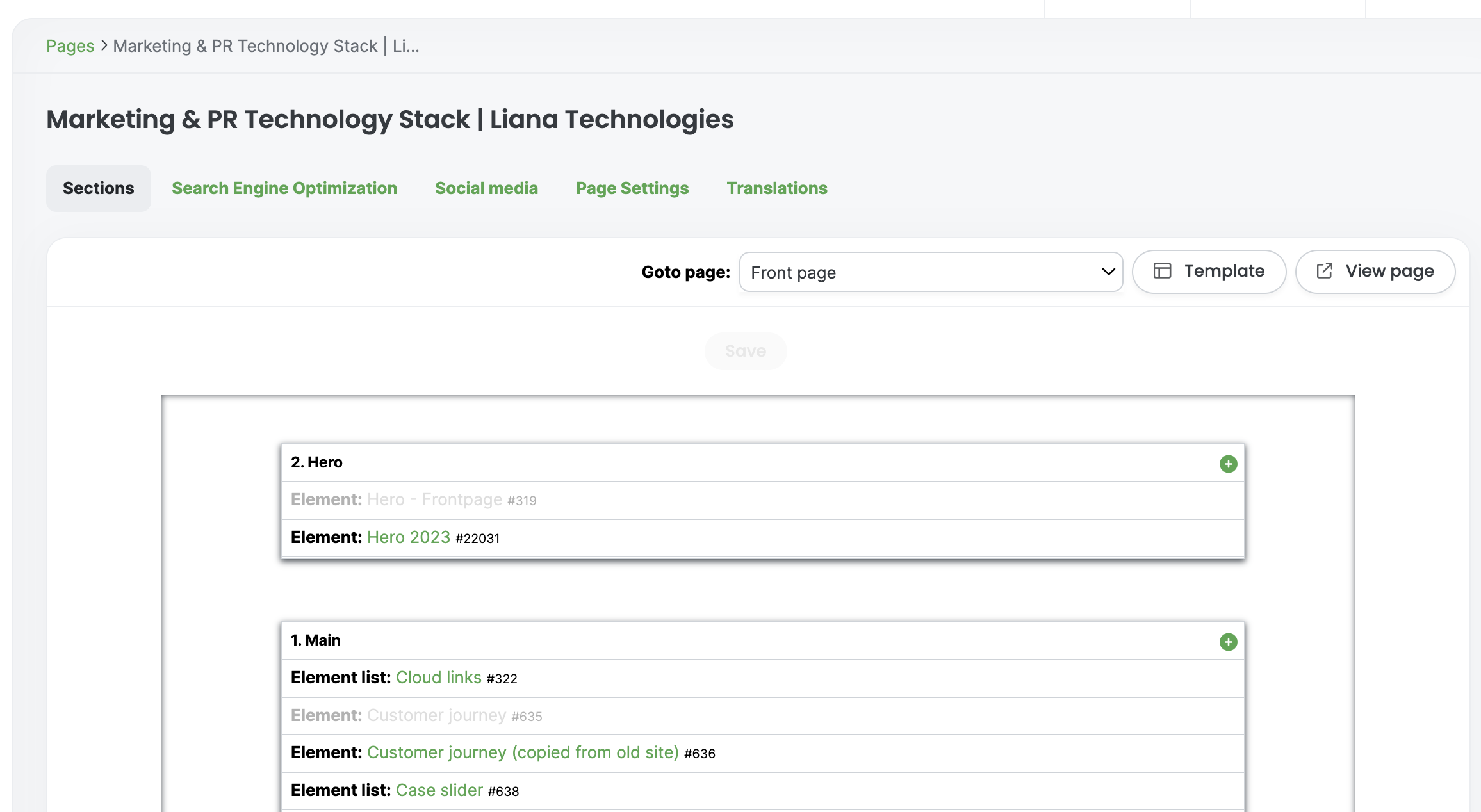 screenshot of LianaCMS