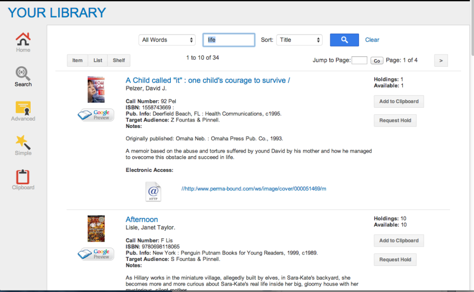 screenshot of LibraryWorld