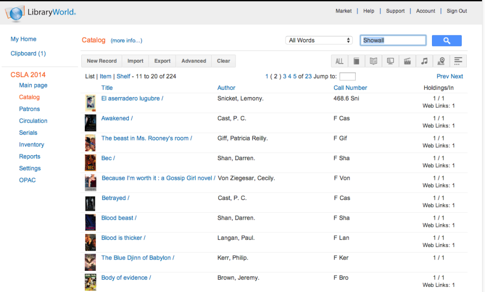 screenshot of LibraryWorld