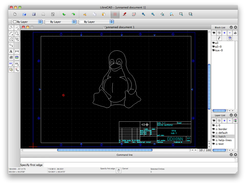 screenshot of LibreCAD