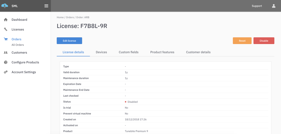 screenshot of LicenseSpring