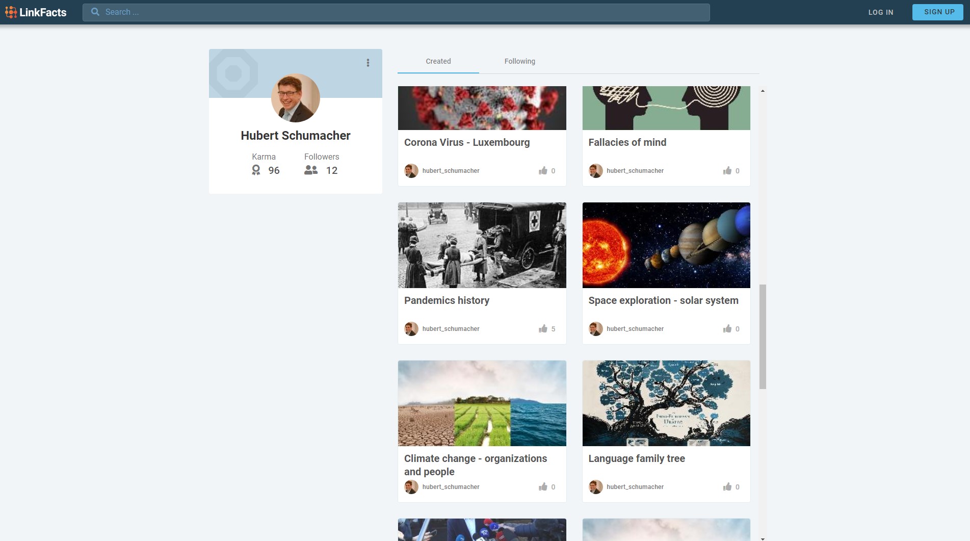 screenshot of LinkFacts