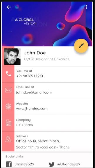 screenshot of Linkcards