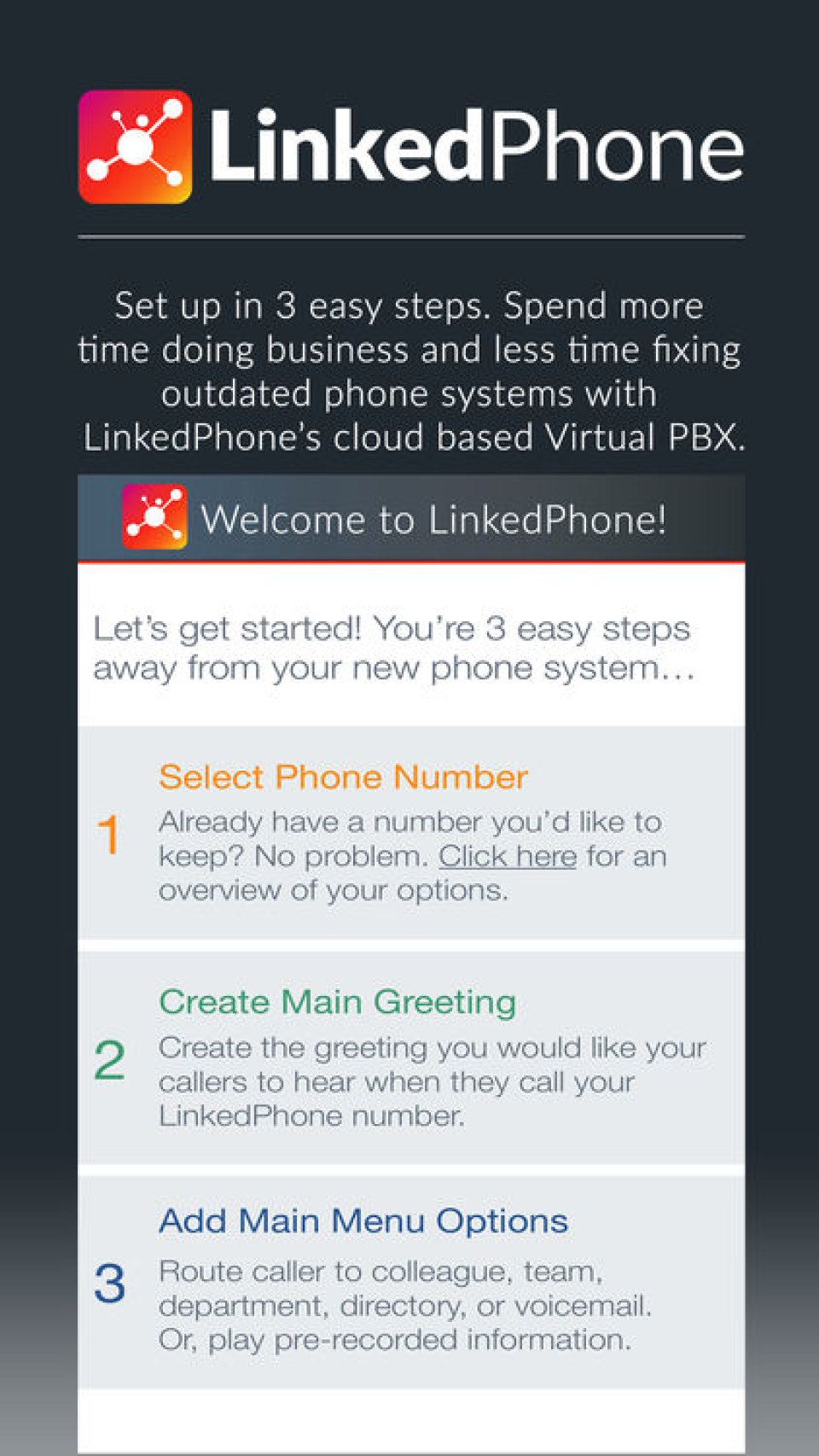 screenshot of LinkedPhone