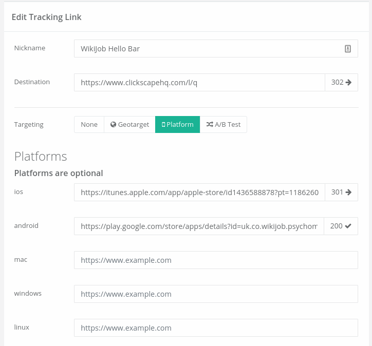 screenshot of Linkly