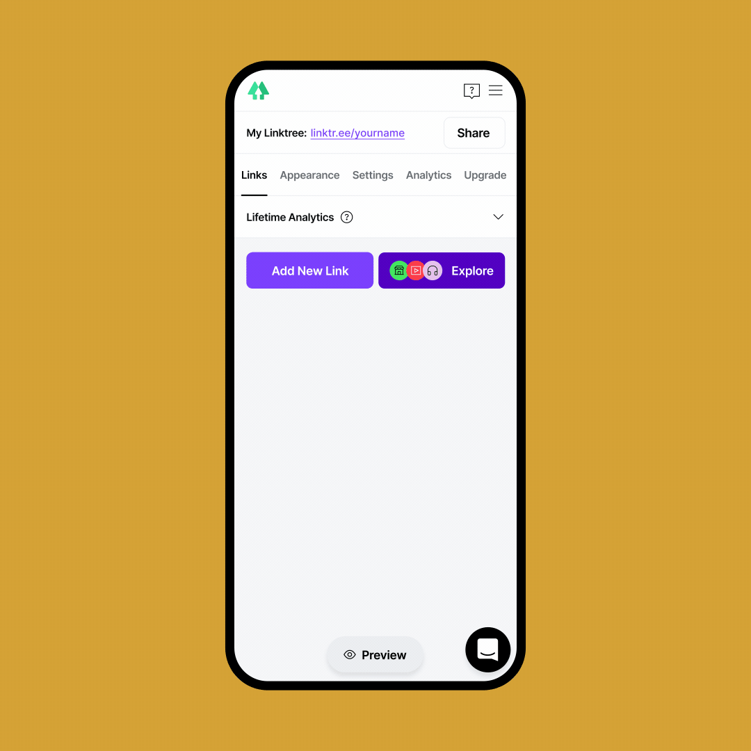 screenshot of Linktree