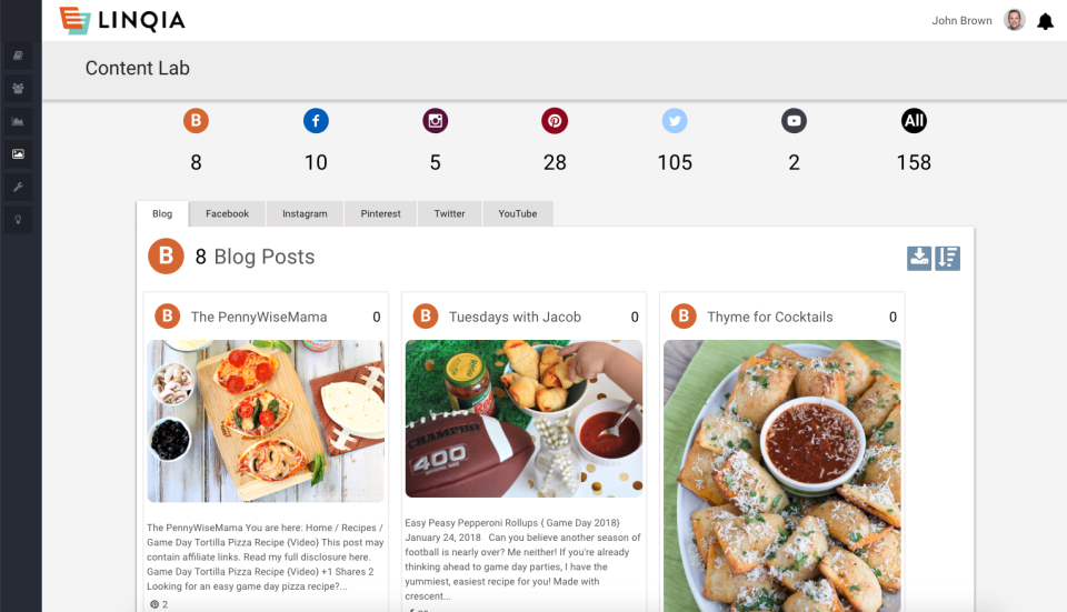 screenshot of Linqia
