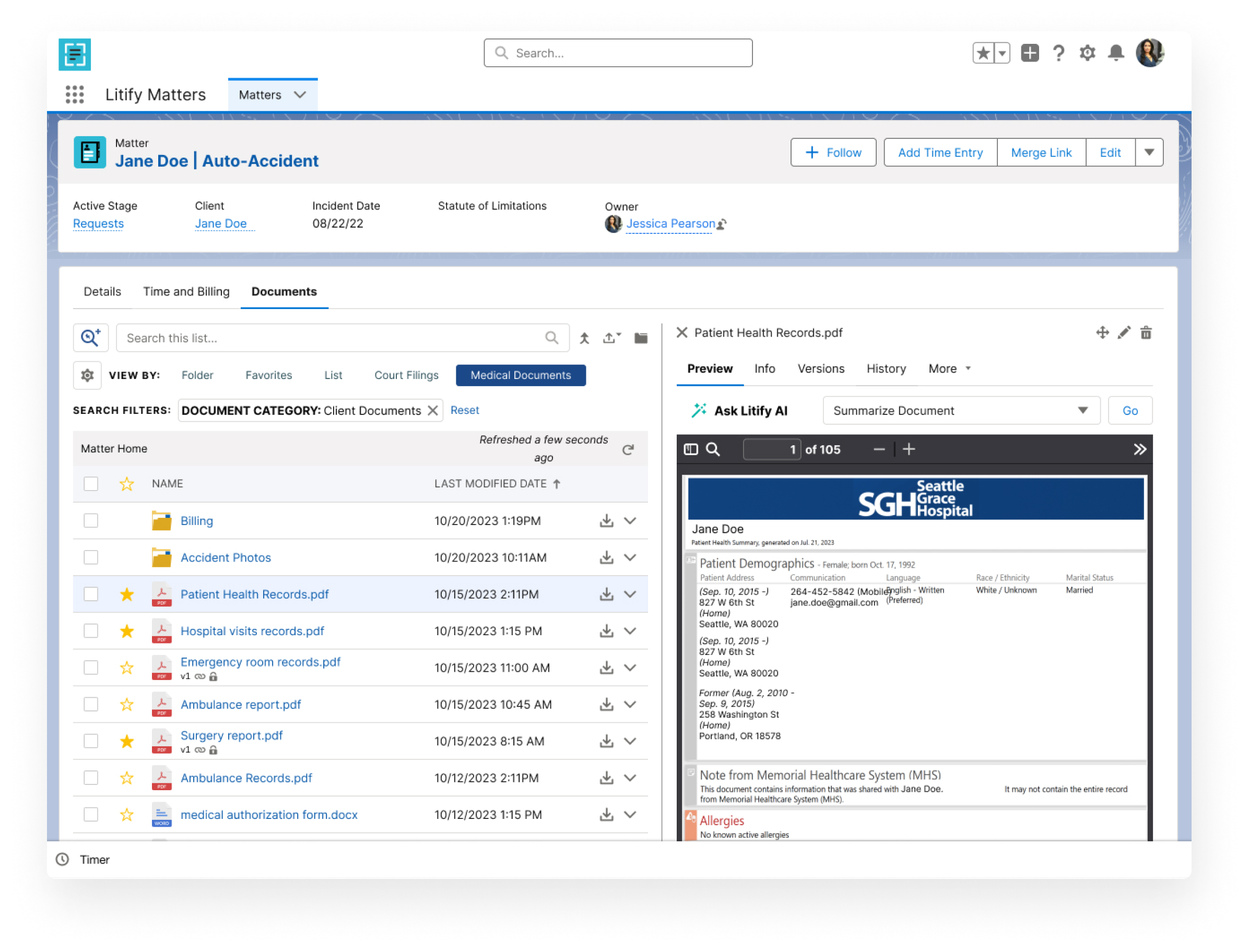 screenshot of Litify