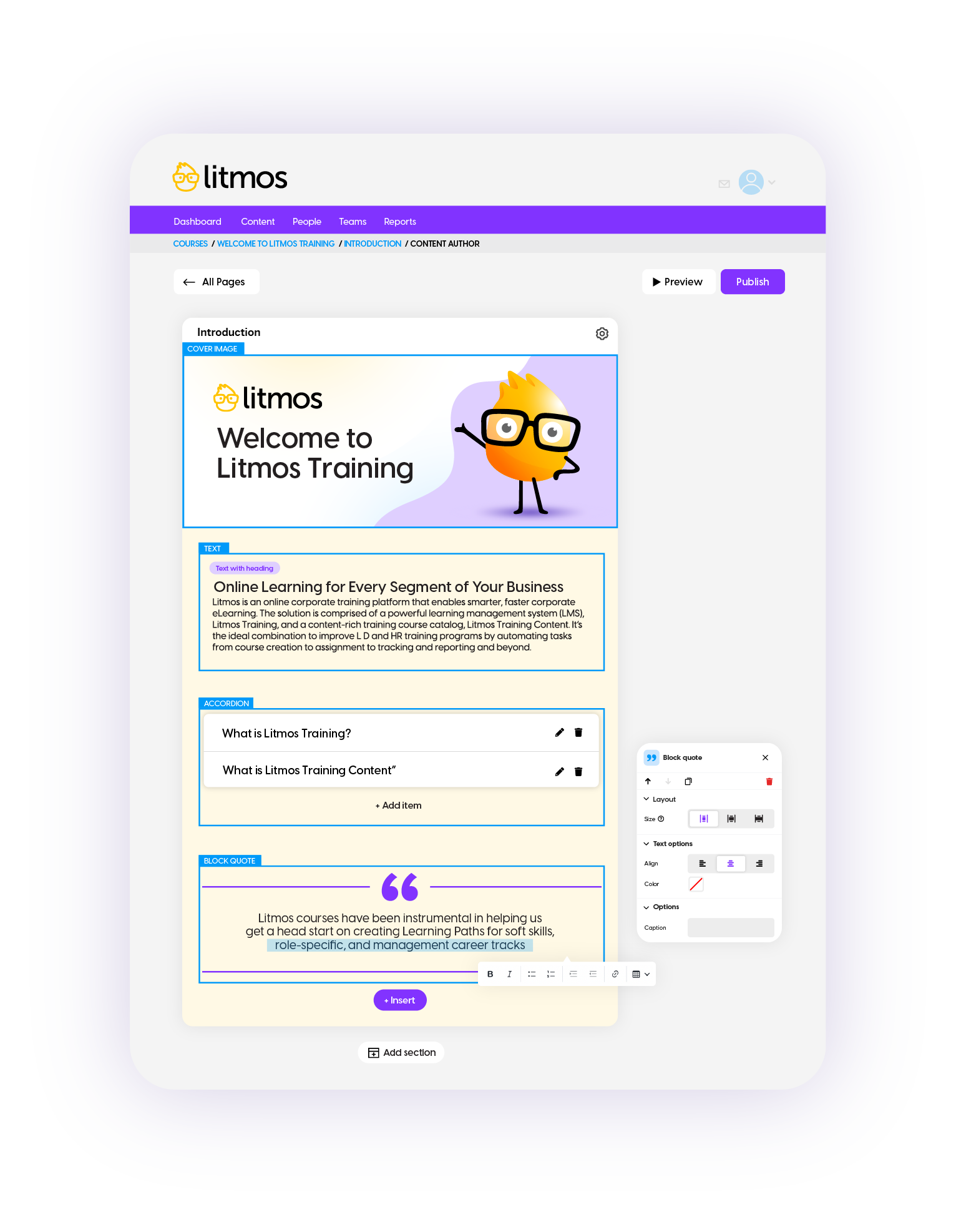 screenshot of Litmos