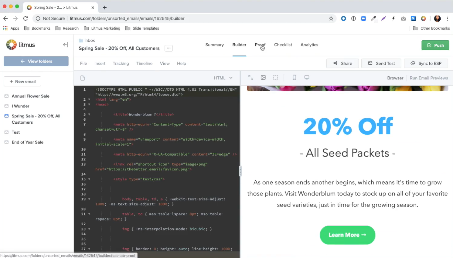 screenshot of Litmus