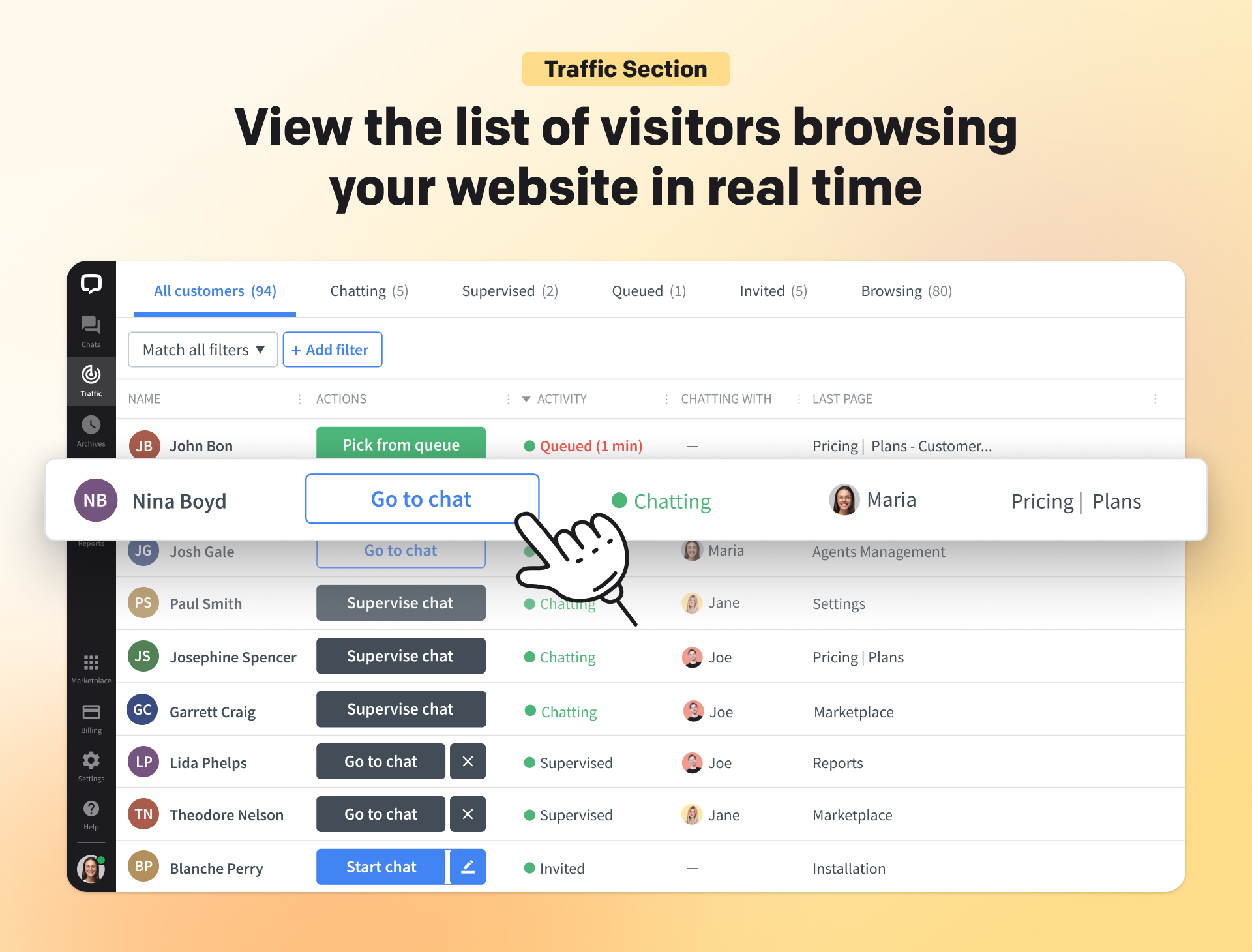 screenshot of LiveChat