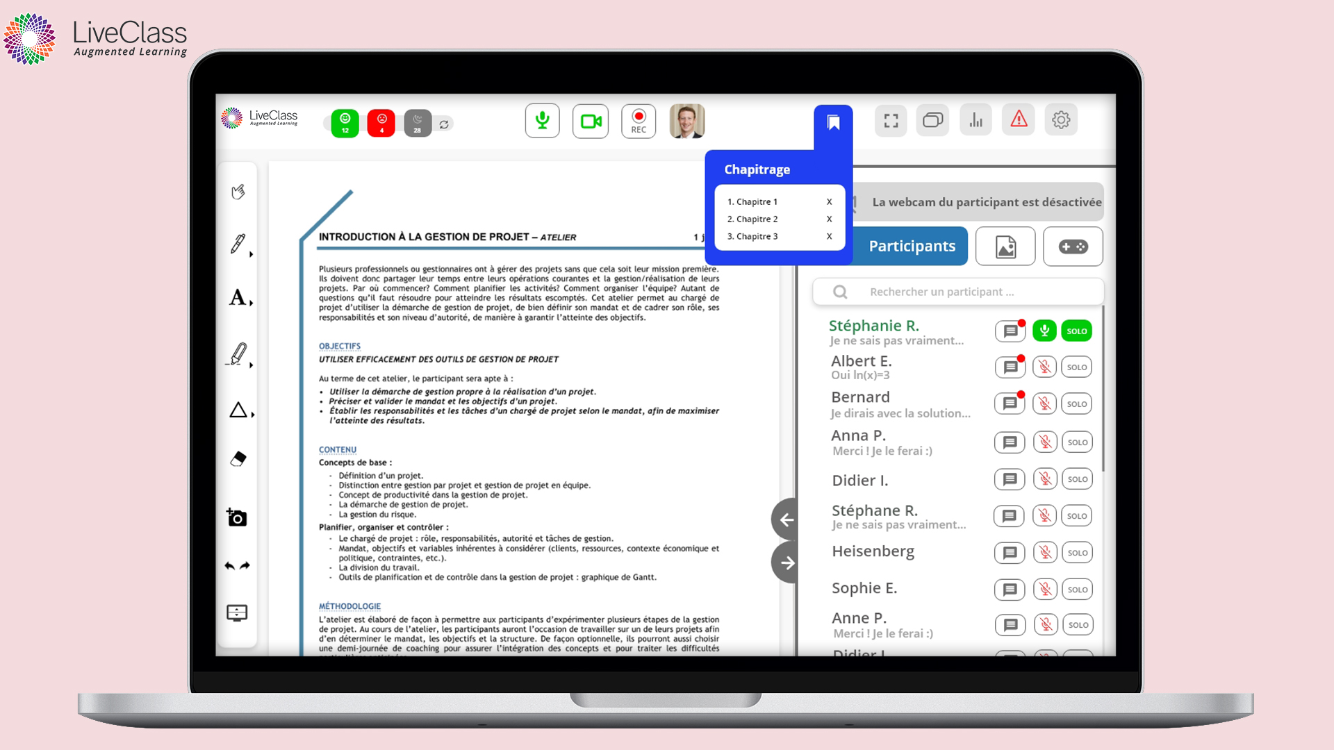 screenshot of LiveClass