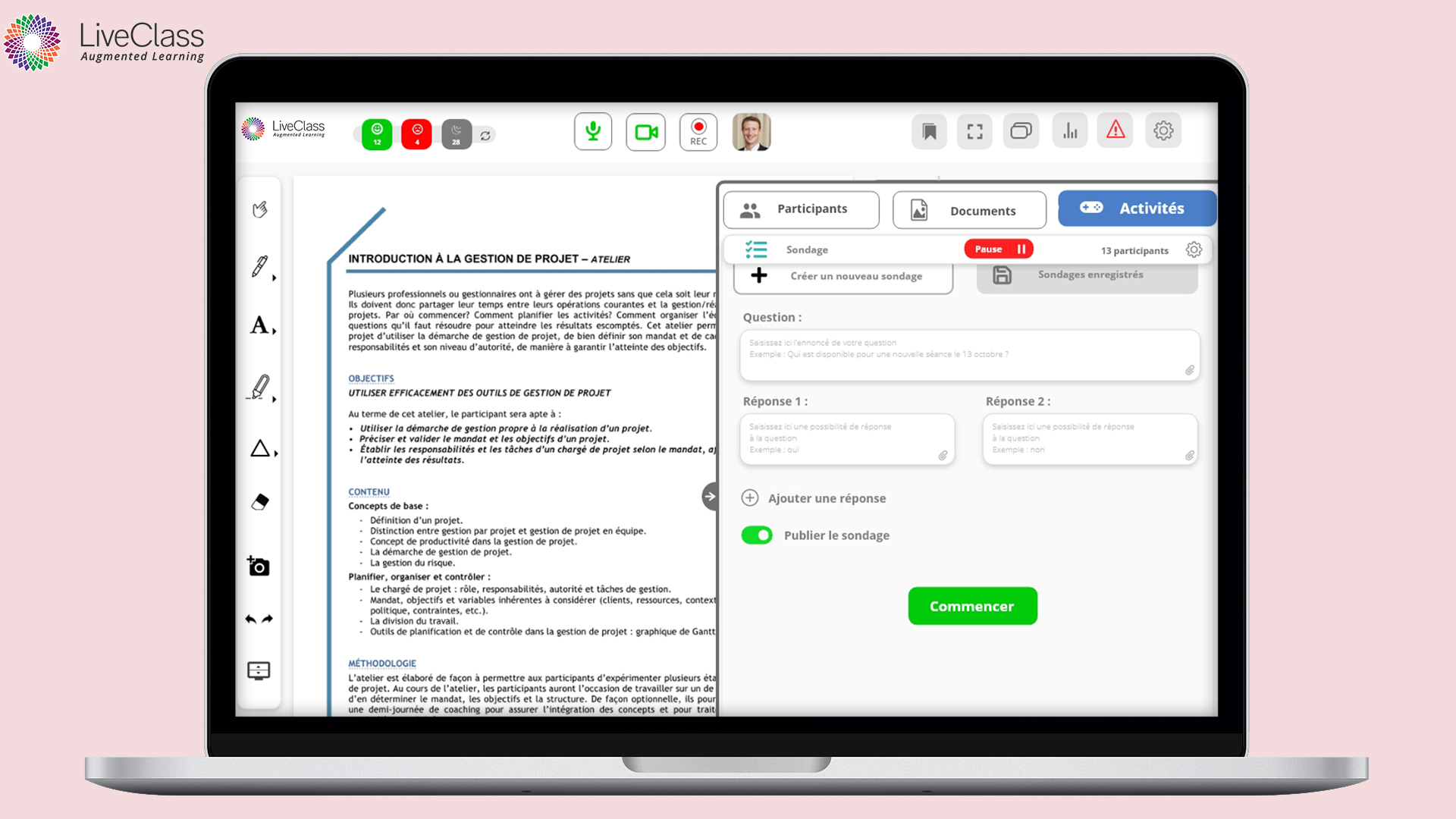 screenshot of LiveClass