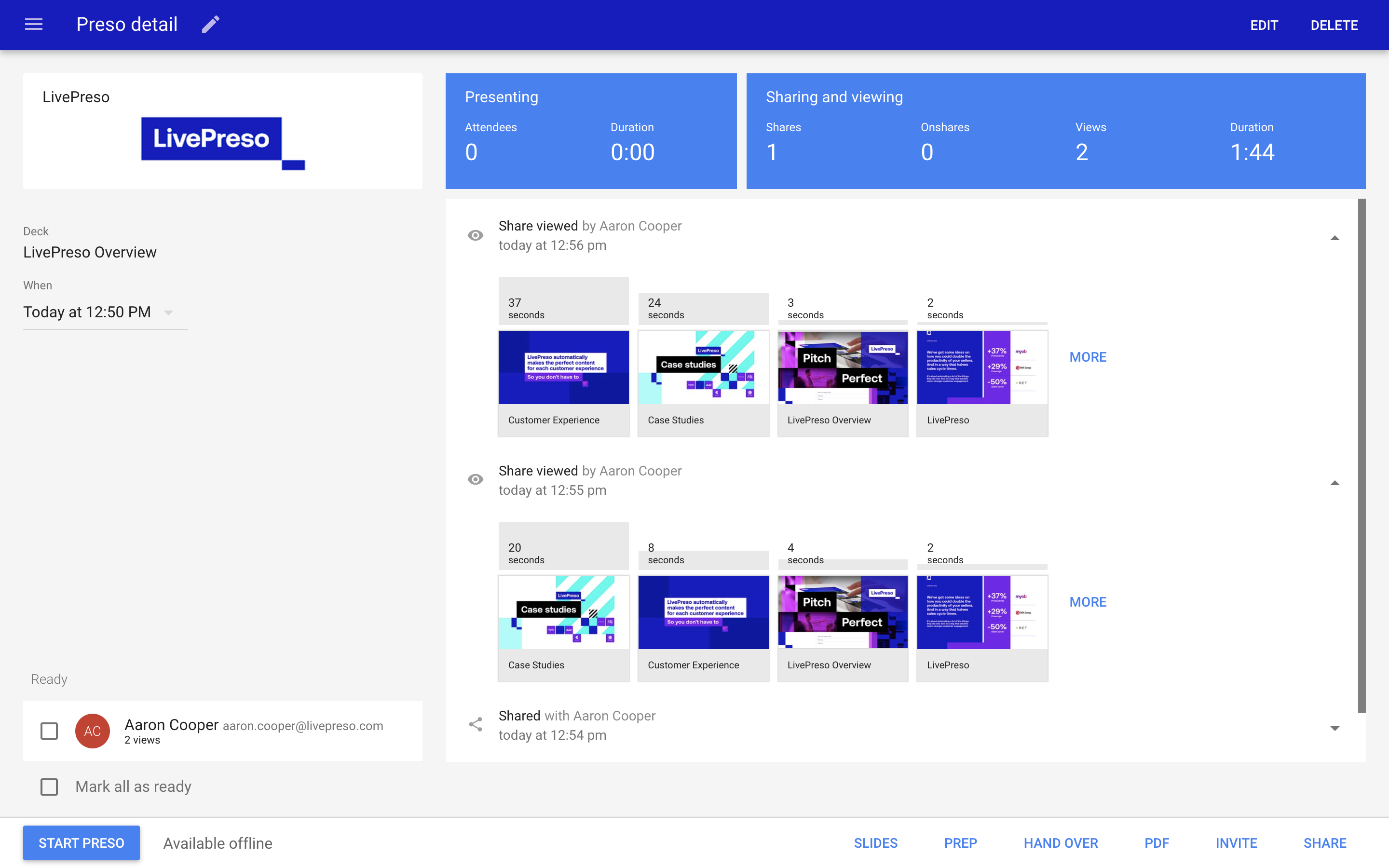screenshot of LivePreso