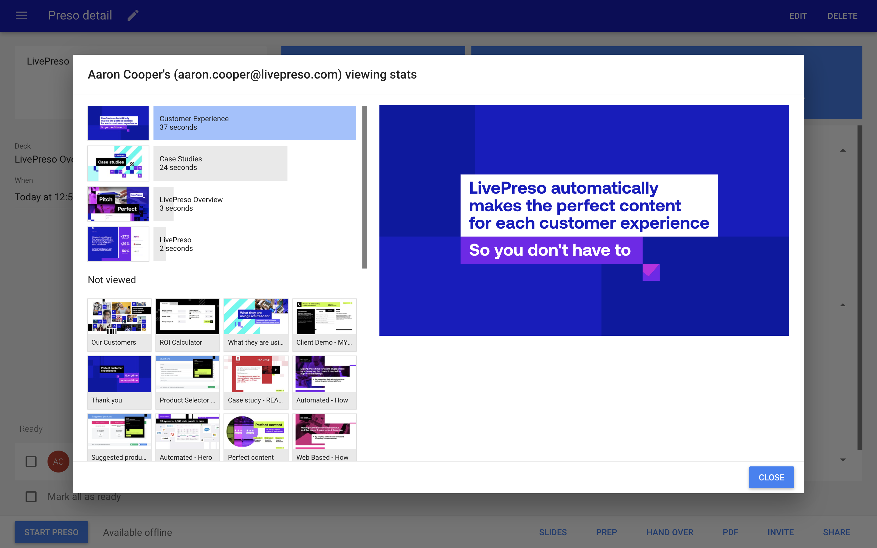 screenshot of LivePreso