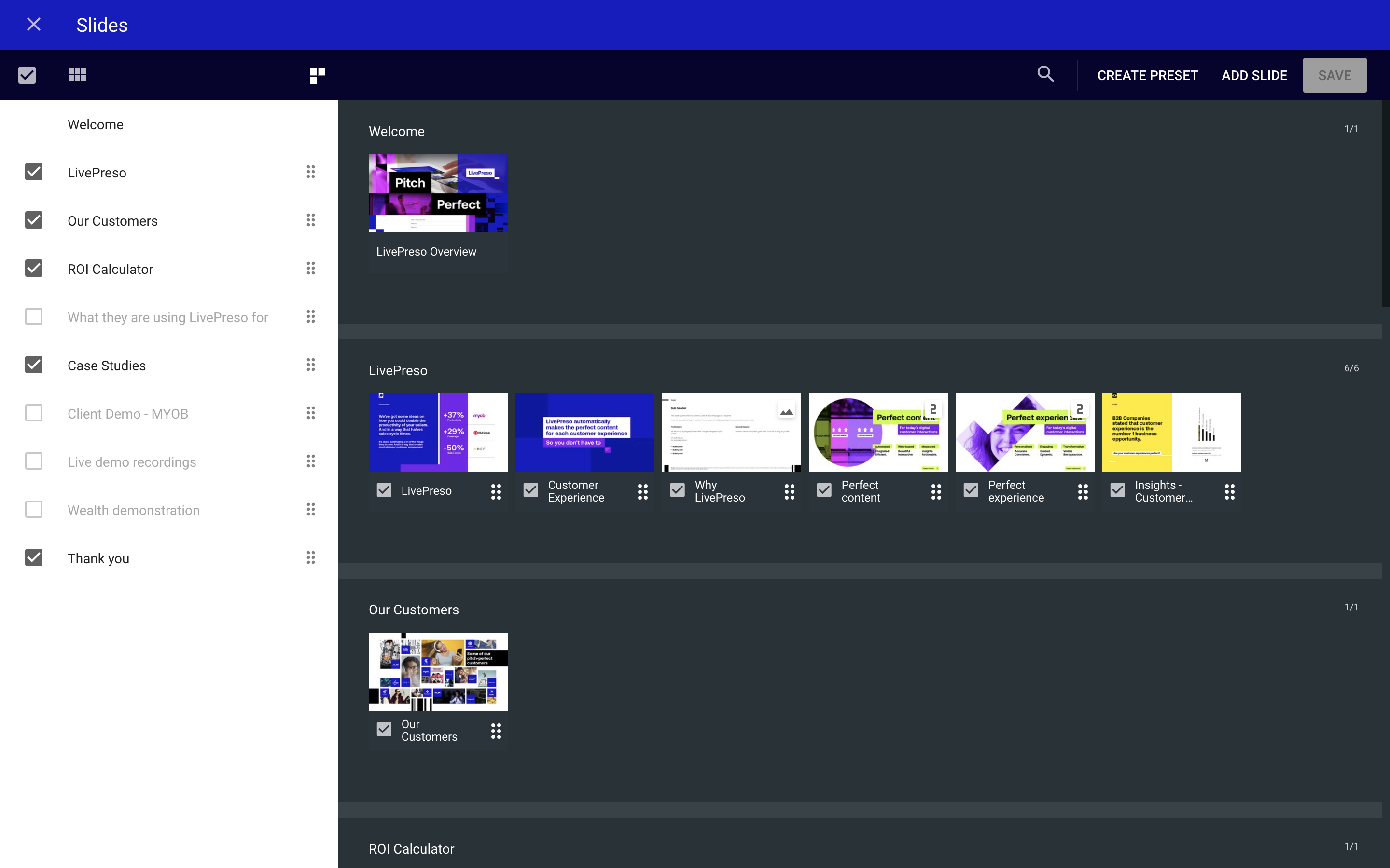 screenshot of LivePreso
