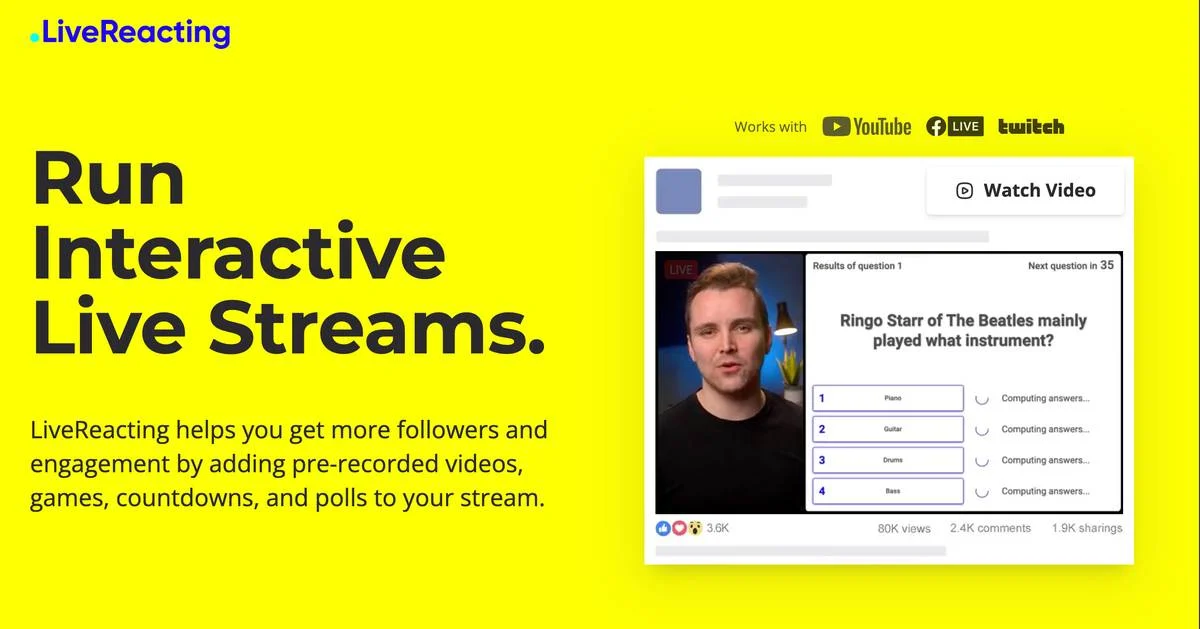 screenshot of LiveReacting