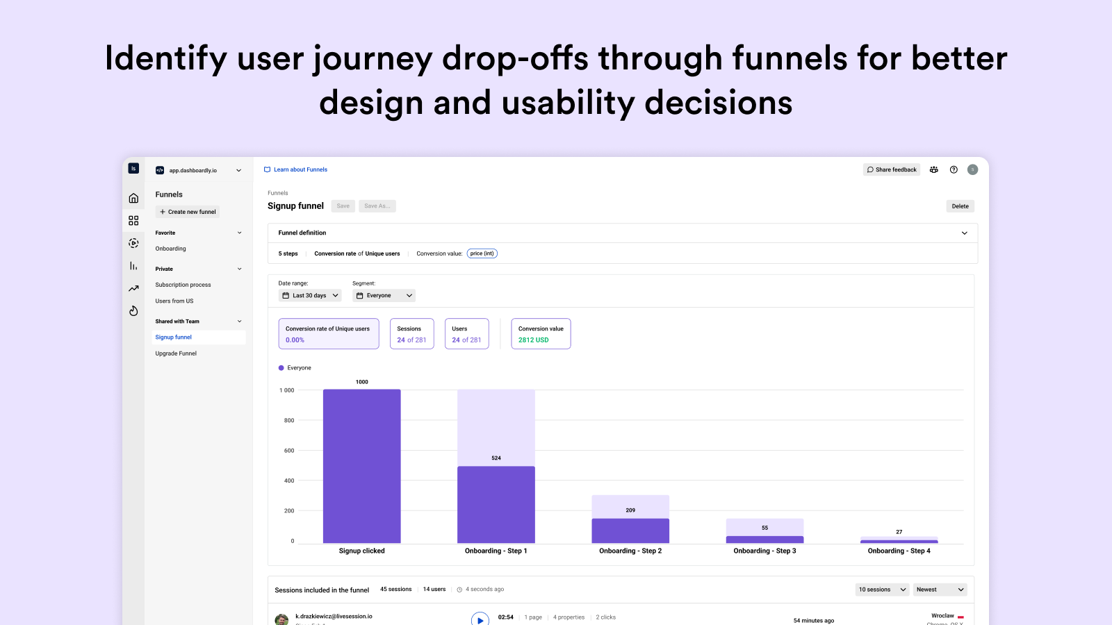 screenshot of LiveSession