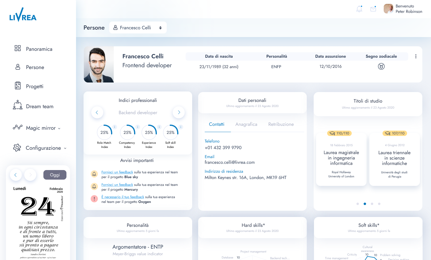 screenshot of Livrea