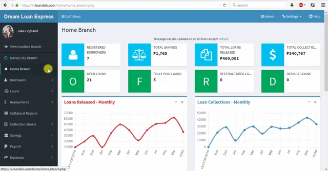 screenshot of Loandisk