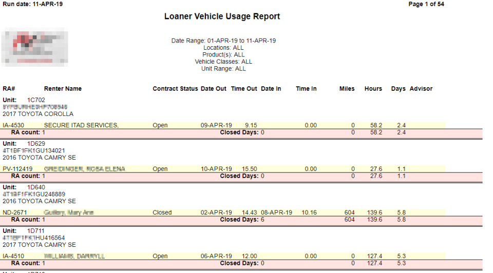 screenshot of LoanerTrack