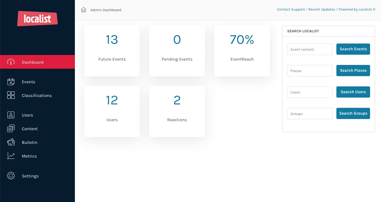 screenshot of Localist