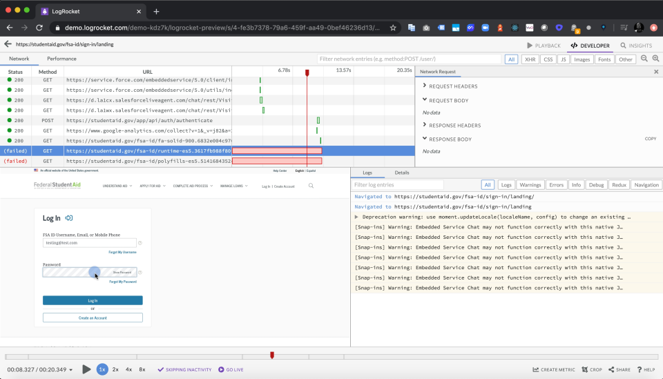 screenshot of LogRocket