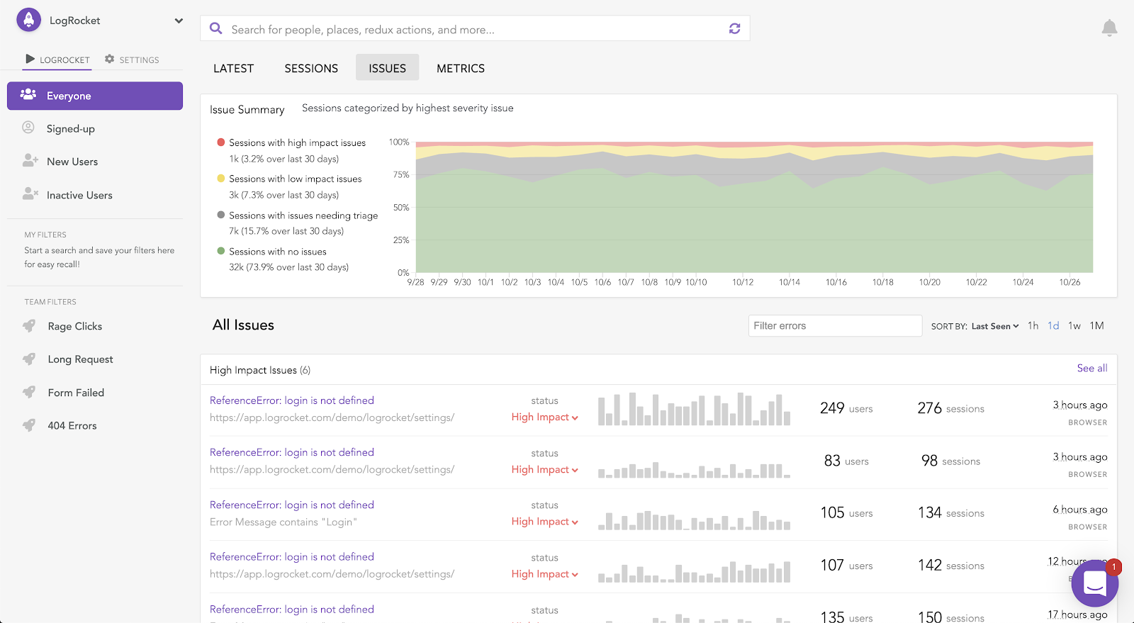 screenshot of LogRocket