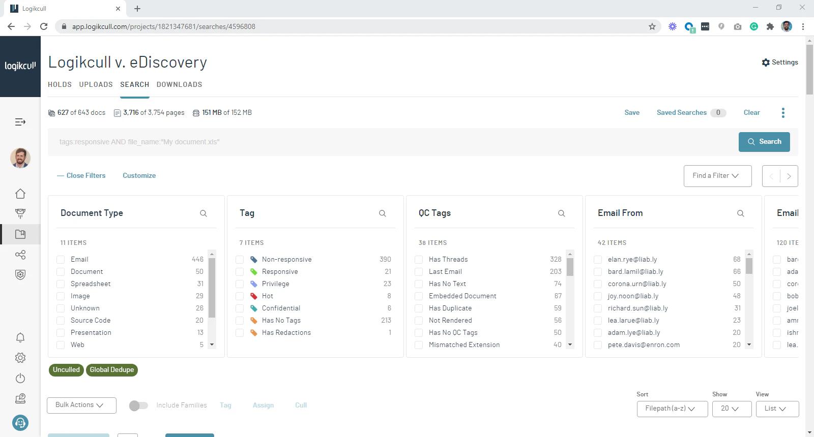 screenshot of Logikcull