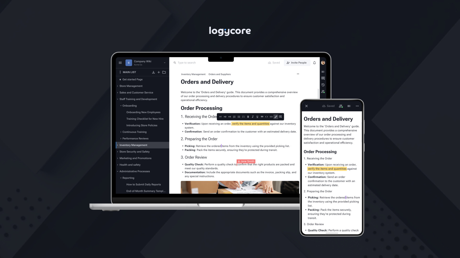 screenshot of Logycore