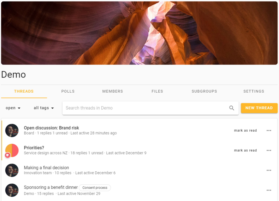 screenshot of Loomio