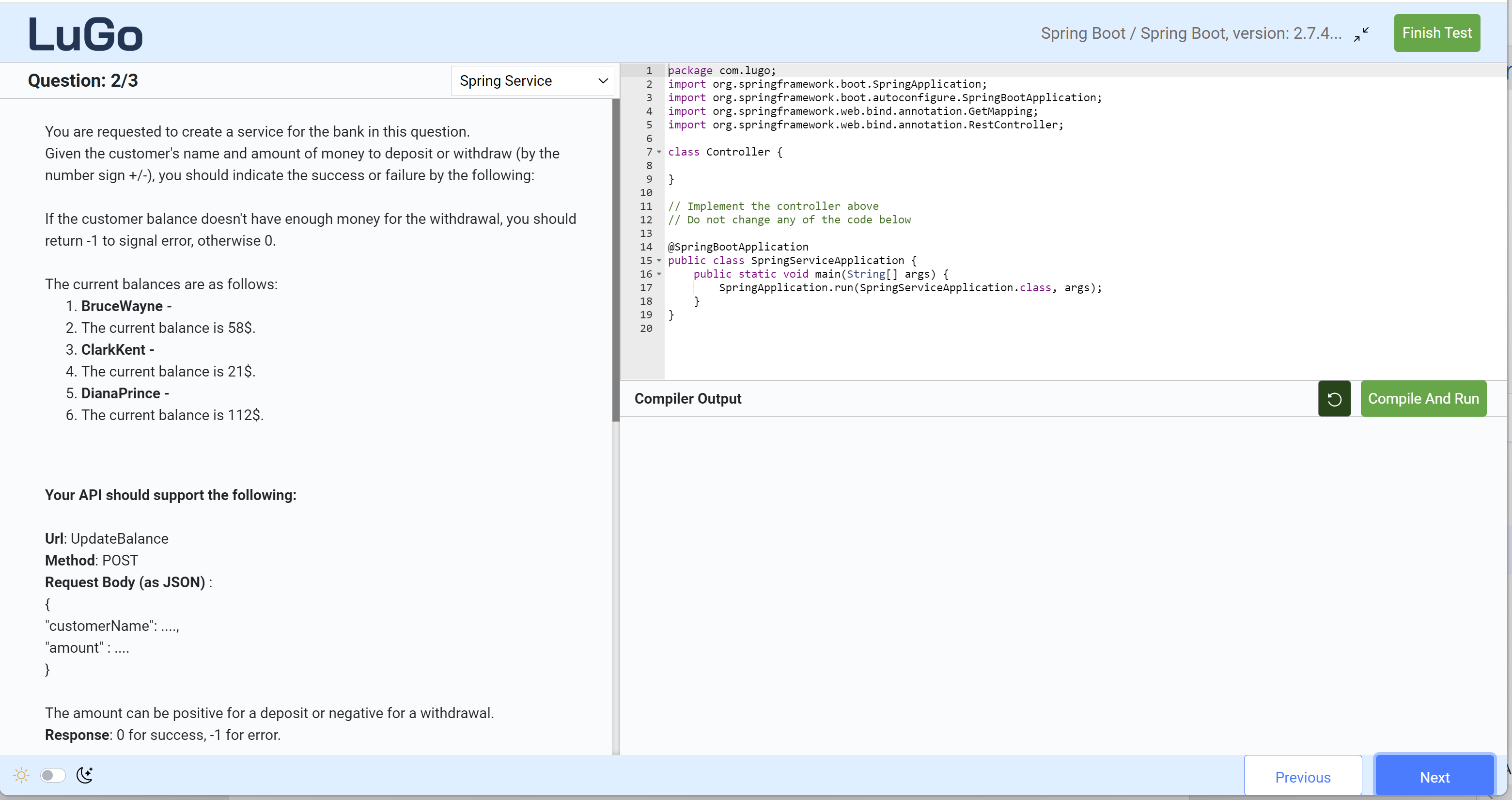 screenshot of LuGo-Test